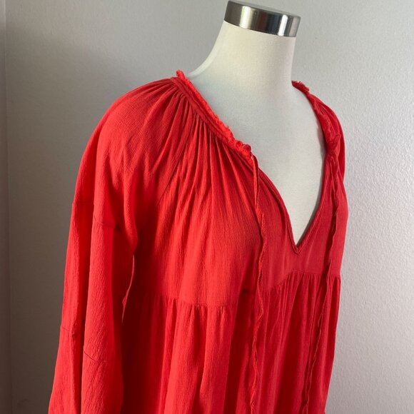 9seed Maxi Dress Womens Size 2 Majora Long Sleeve Dahila Front Neck Tie Tiered - Picture 7 of 16